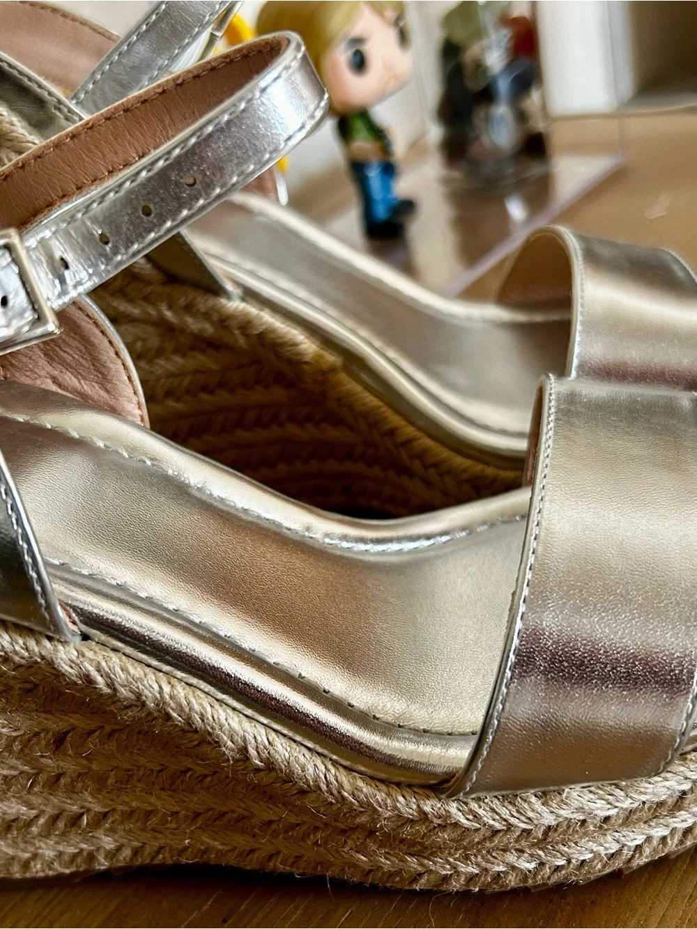 Silver Metallic Espadrille Wedge Sandal - Women